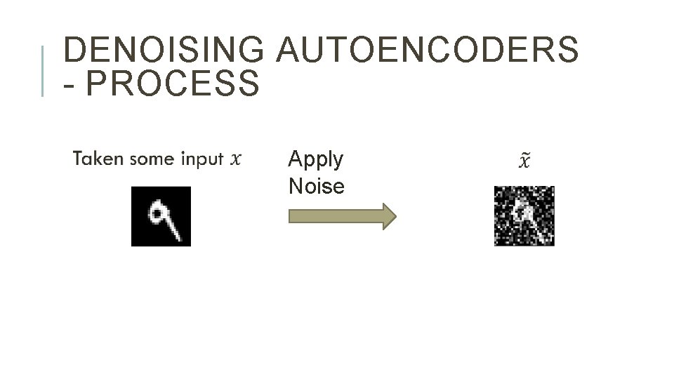 DENOISING AUTOENCODERS - PROCESS Apply Noise 