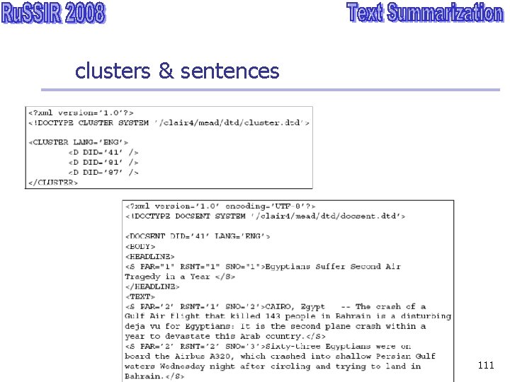 clusters & sentences 111 