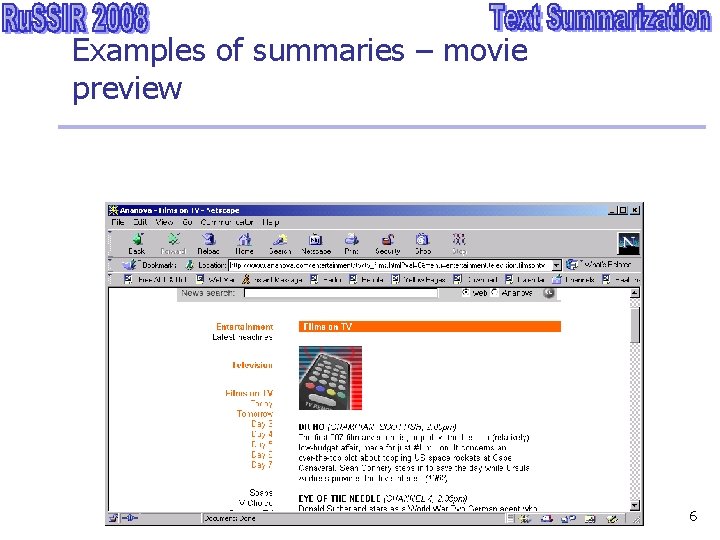 Examples of summaries – movie preview 6 