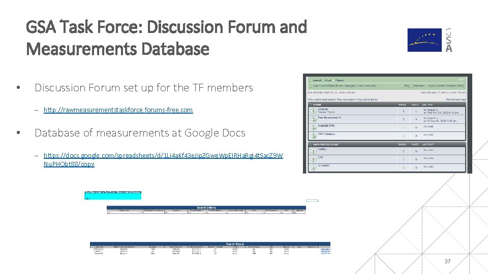 GSA Task Force: Discussion Forum and Measurements Database • Discussion Forum set up for GSA Task Force: Discussion Forum and Measurements Database • Discussion Forum set up for