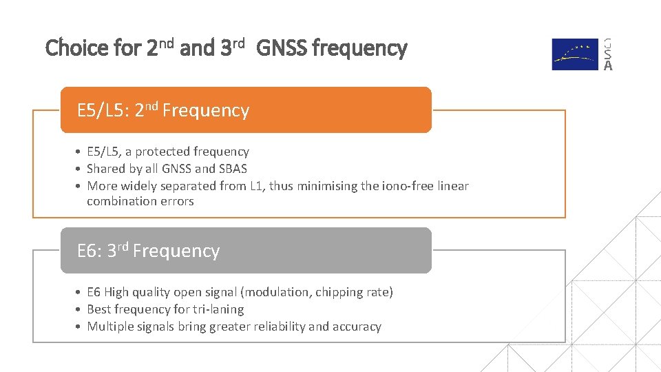 Choice for 2 nd and 3 rd GNSS frequency E 5/L 5: 2 nd Choice for 2 nd and 3 rd GNSS frequency E 5/L 5: 2 nd