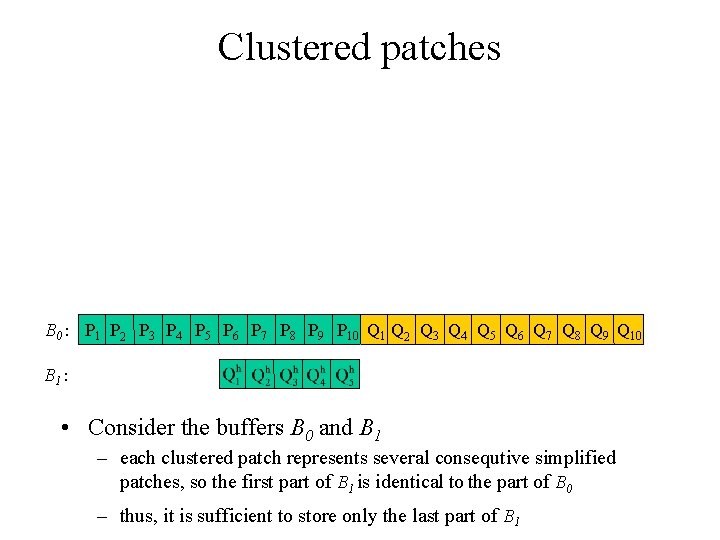 Clustered patches B 0 : P 1 P 2 P 3 P 4 P