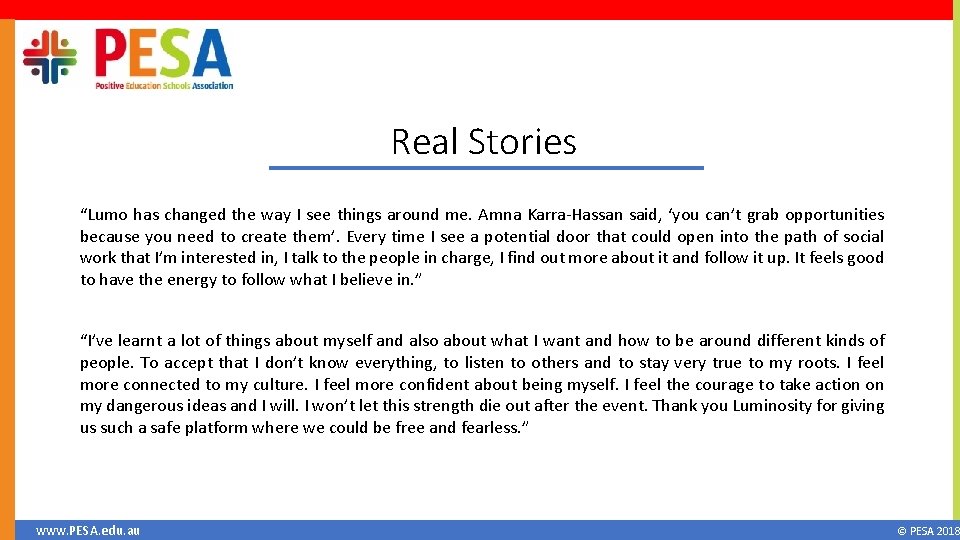 Real Stories “Lumo has changed the way I see things around me. Amna Karra-Hassan