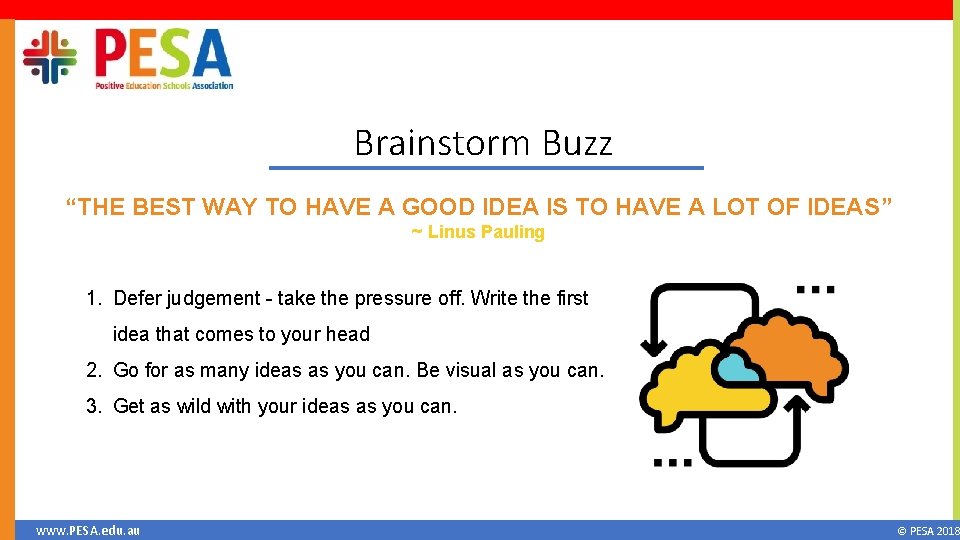 Brainstorm Buzz “THE BEST WAY TO HAVE A GOOD IDEA IS TO HAVE A