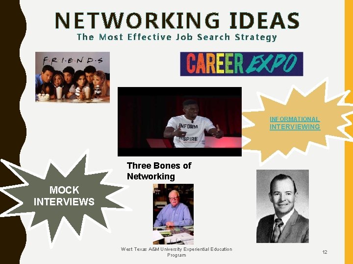 NETWORKING IDEAS The Most Effective Job Search Strategy INFORMATIONAL INTERVIEWING Three Bones of Networking