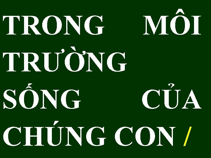 TRONG MÔI TRƯỜNG SỐNG CỦA CHÚNG CON / TRONG MÔI TRƯỜNG SỐNG CỦA CHÚNG CON /