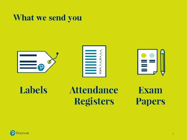 What we send you Labels Attendance Registers Exam Papers 