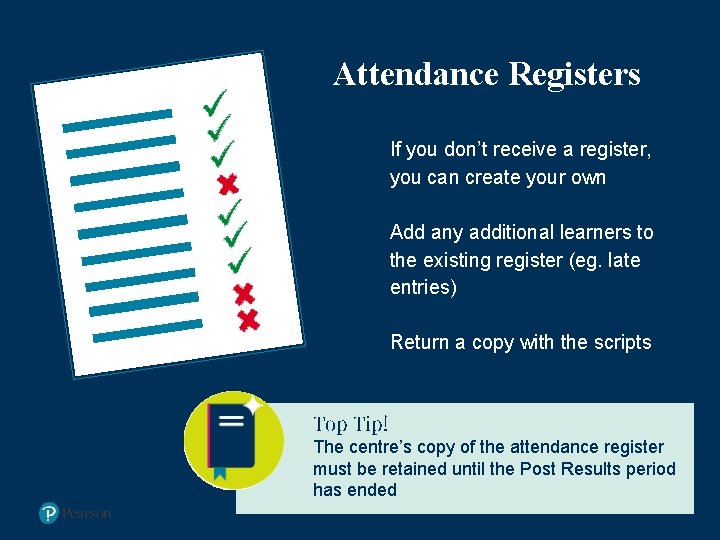 Attendance Registers If you don’t receive a register, you can create your own Add