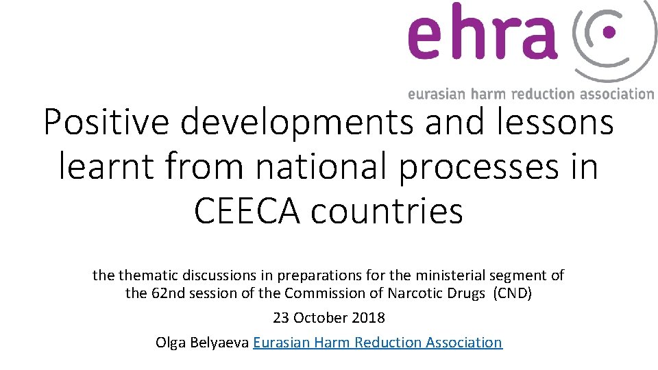 Positive developments and lessons learnt from national processes in CEECA countries thematic discussions in