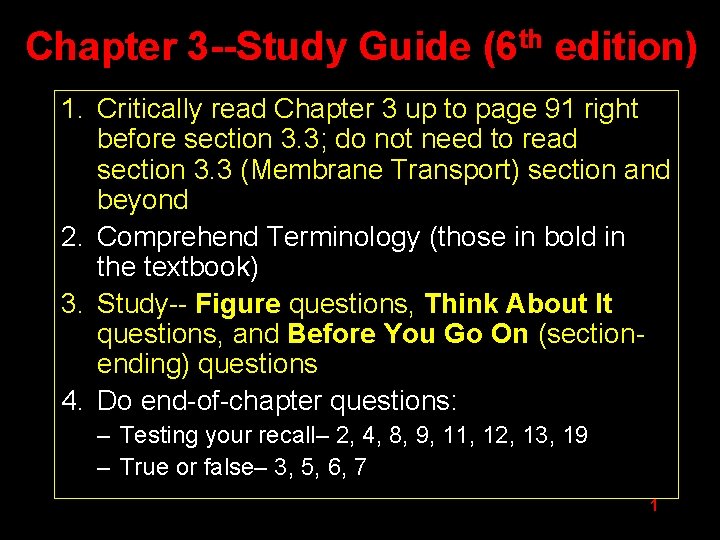 Chapter 3 Study Guide 6 th edition 1