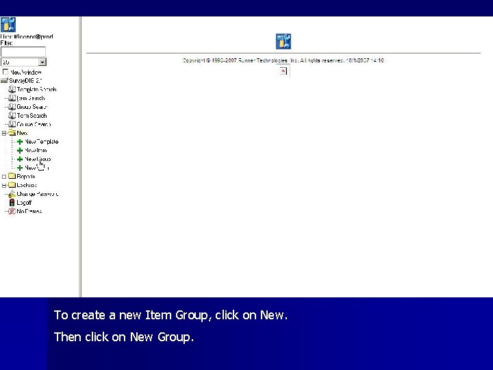 To create a new Item Group, click on New. Then click on New Group.