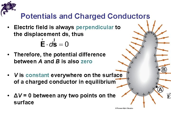Potentials and Charged Conductors • Electric field is always perpendicular to the displacement ds, Potentials and Charged Conductors • Electric field is always perpendicular to the displacement ds,