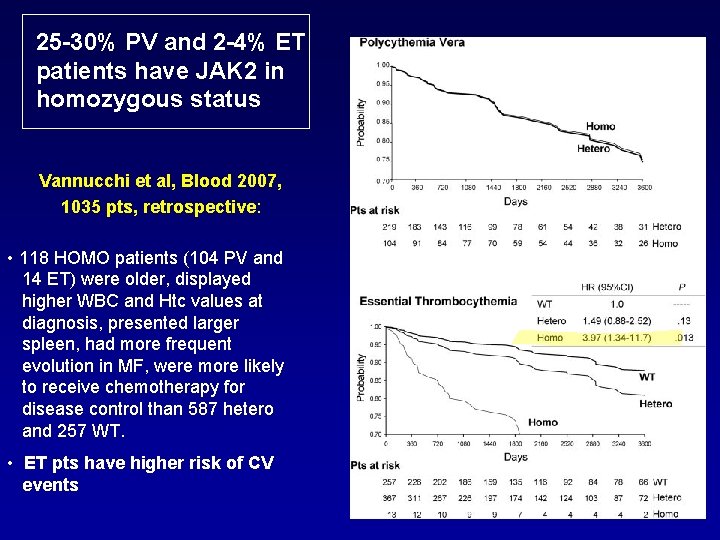 25 -30% PV and 2 -4% ET patients have JAK 2 in homozygous status