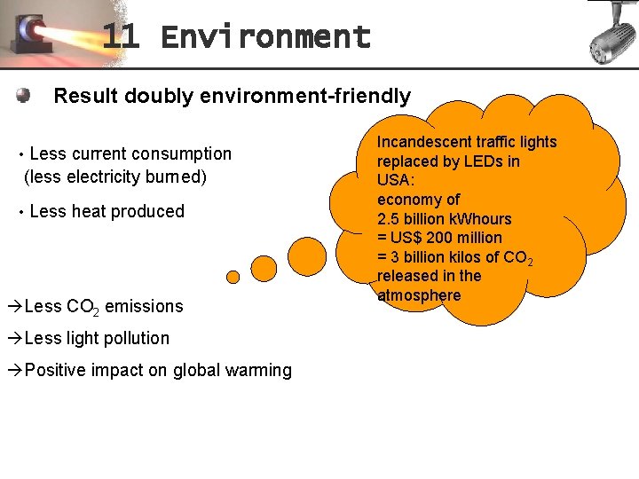 11 Environment Result doubly environment-friendly • Less current consumption (less electricity burned) • Less