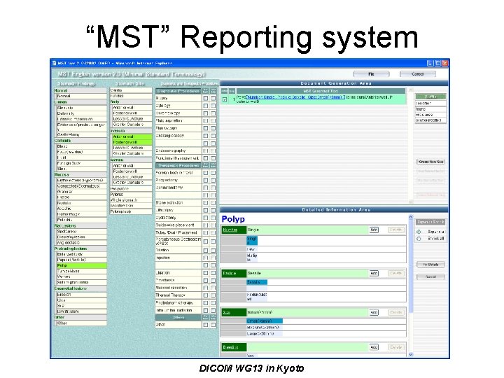 “MST” Reporting system DICOM WG 13 in Kyoto 