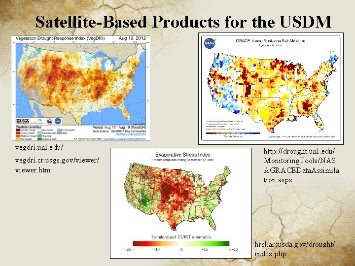 Satellite-Based Products for the USDM vegdri. unl. edu/ vegdri. cr. usgs. gov/viewer/ viewer. htm