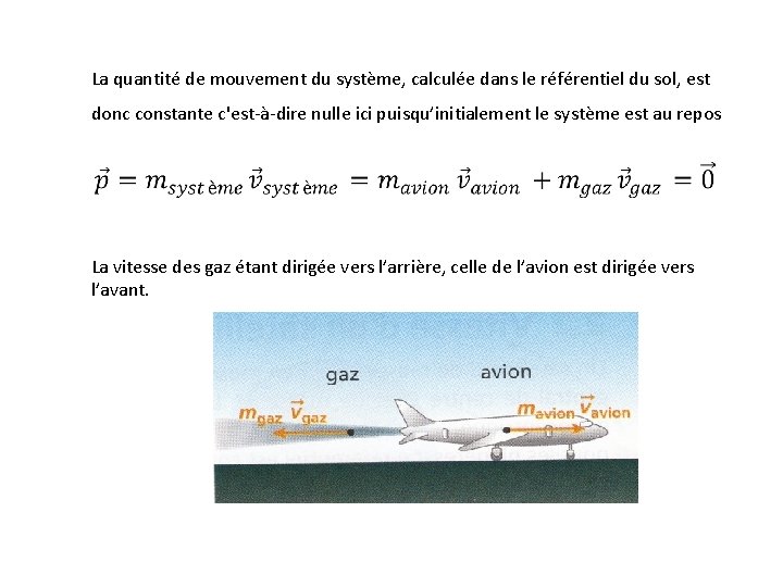 La quantité de mouvement du système, calculée dans le référentiel du sol, est donc La quantité de mouvement du système, calculée dans le référentiel du sol, est donc