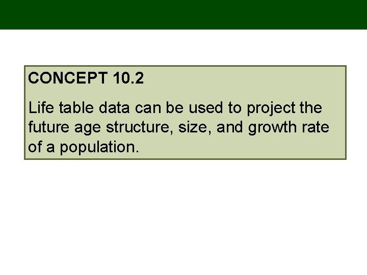 CONCEPT 10. 2 Life table data can be used to project the future age