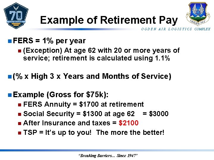 Example of Retirement Pay O G D E N A I R L O