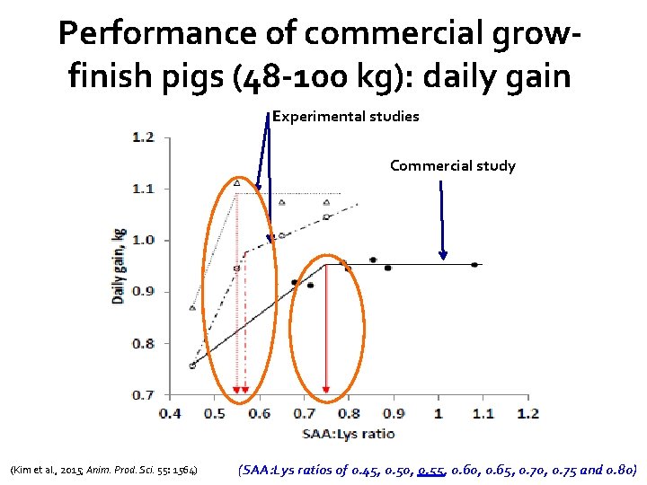 Performance of commercial growfinish pigs (48 -100 kg): daily gain Experimental studies Commercial study