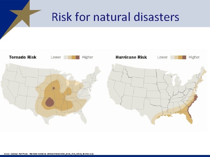 Risk for natural disasters Source: Sperling’s Best Places - http: //www. bestplaces. net/docs/studies/safest_places_from_natural_disasters. aspx