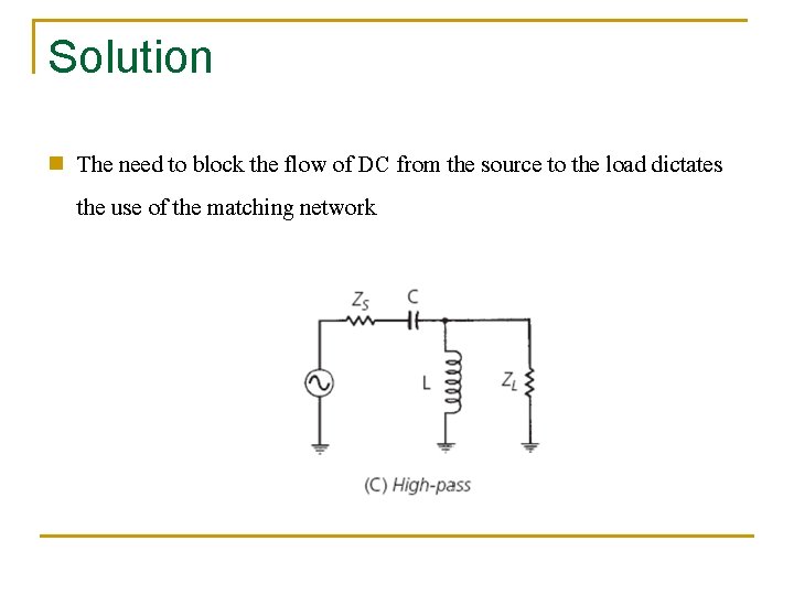 Solution n The need to block the flow of DC from the source to