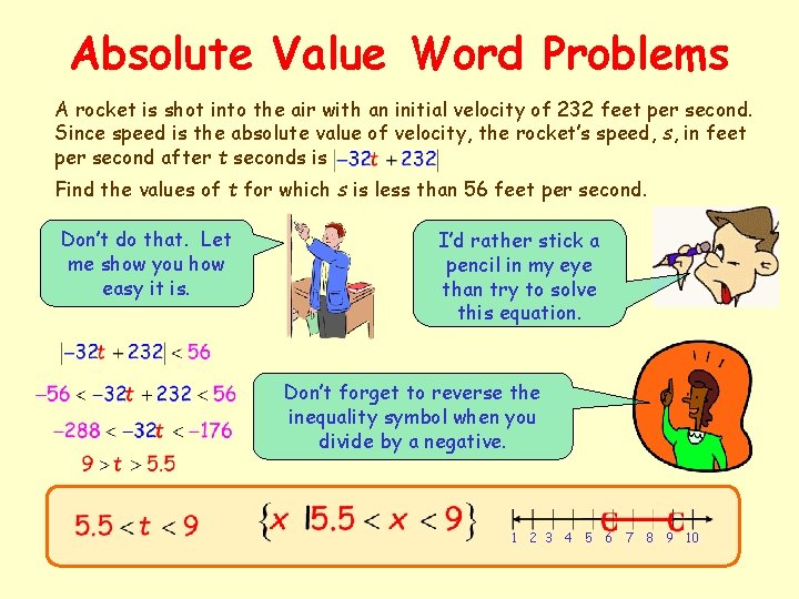 Absolute Value Word Problems A rocket is shot into the air with an initial