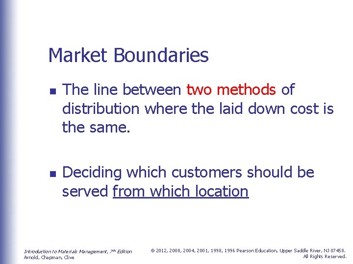 Market Boundaries n n The line between two methods of distribution where the laid