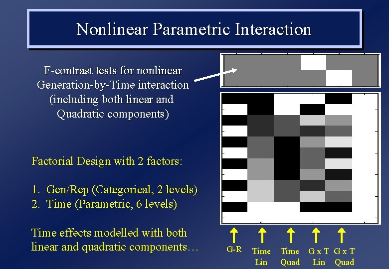 Nonlinear Parametric Interaction F-contrast tests for nonlinear Generation-by-Time interaction (including both linear and Quadratic