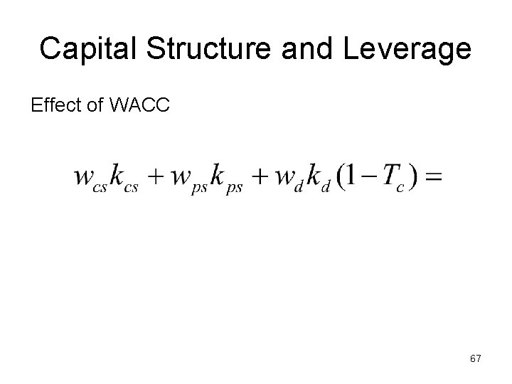 Capital Structure and Leverage Effect of WACC 67 