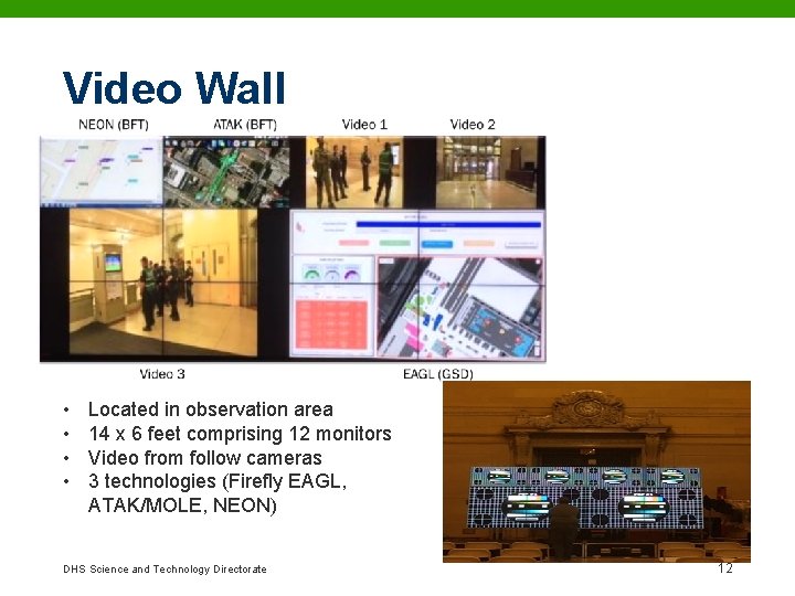 Video Wall • • Located in observation area 14 x 6 feet comprising 12