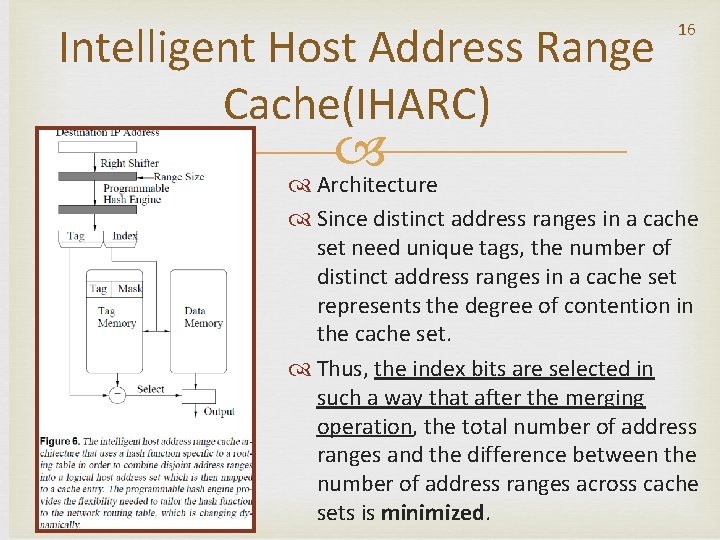 Intelligent Host Address Range Cache(IHARC) 16 Architecture Since distinct address ranges in a cache