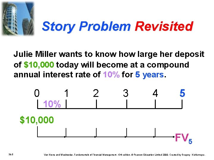 Story Problem Revisited Julie Miller wants to know how large her deposit of $10,