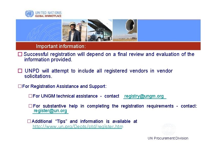 Important information: � Successful registration will depend on a final review and evaluation of