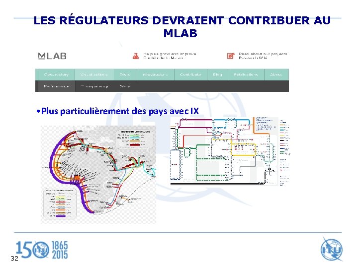 LES RÉGULATEURS DEVRAIENT CONTRIBUER AU MLAB • Plus particulièrement des pays avec IX 32