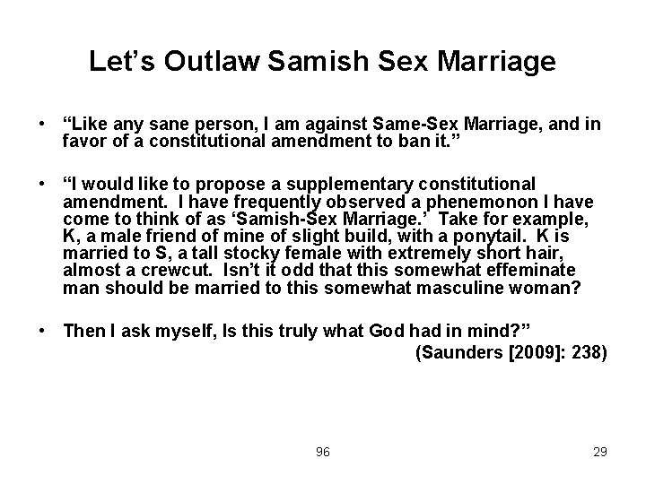 Let’s Outlaw Samish Sex Marriage • “Like any sane person, I am against Same-Sex