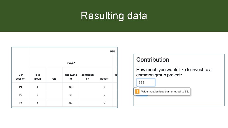 Resulting data 