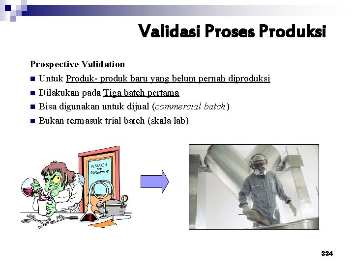 Validasi Proses Produksi Prospective Validation n Untuk Produk- produk baru yang belum pernah diproduksi