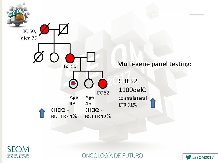BC 60, died 70 Multi-gene panel testing: BC 56 Age 48 CHEK 2 +