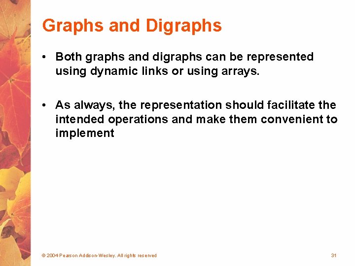 Graphs and Digraphs • Both graphs and digraphs can be represented using dynamic links