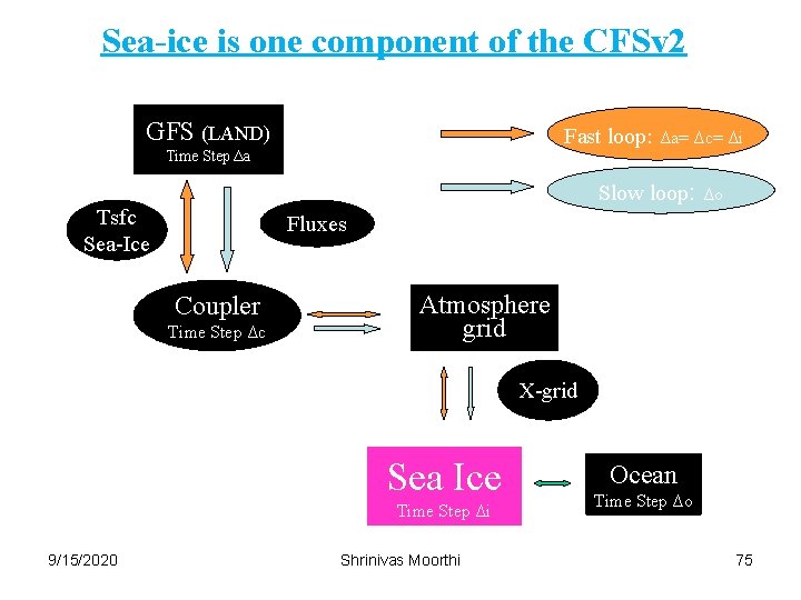 Sea-ice is one component of the CFSv 2 GFS (LAND) Fast loop: Time Step