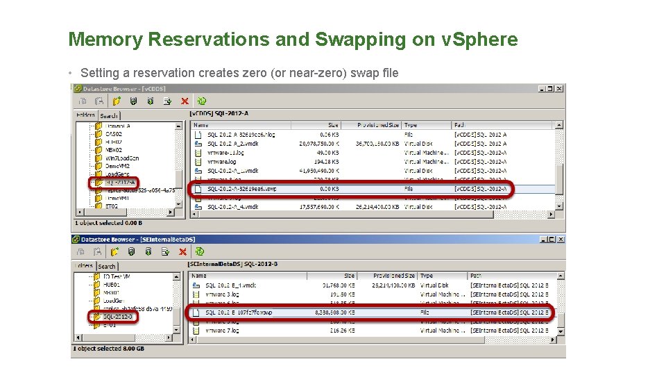 Memory Reservations and Swapping on v. Sphere • Setting a reservation creates zero (or