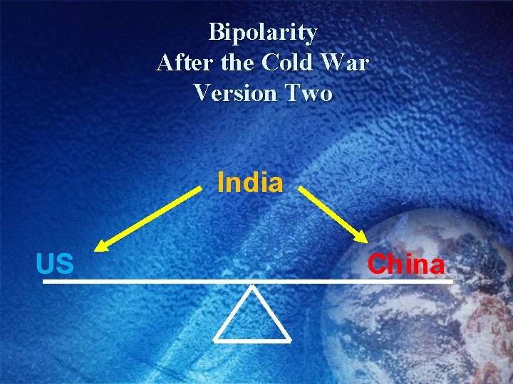 Bipolarity After the Cold War Version Two India US China 