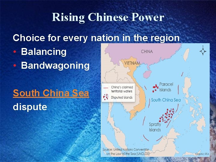 Rising Chinese Power Choice for every nation in the region • Balancing • Bandwagoning