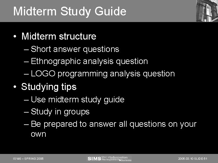 Midterm Study Guide • Midterm structure – Short answer questions – Ethnographic analysis question Midterm Study Guide • Midterm structure – Short answer questions – Ethnographic analysis question