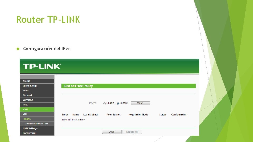 Router TP-LINK Configuración del IPec 