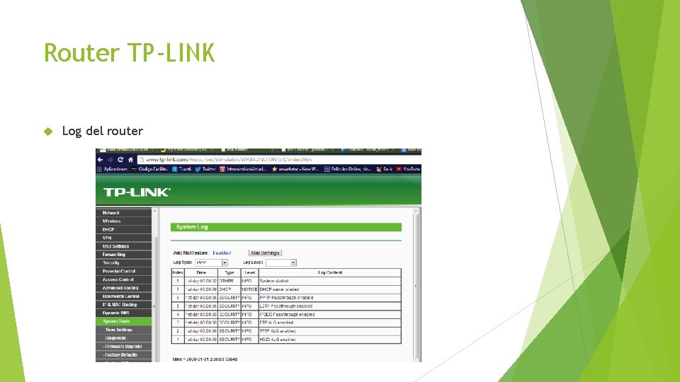 Router TP-LINK Log del router 