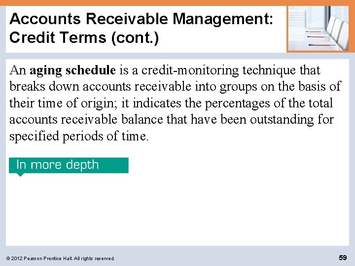 Accounts Receivable Management: Credit Terms (cont. ) An aging schedule is a credit-monitoring technique