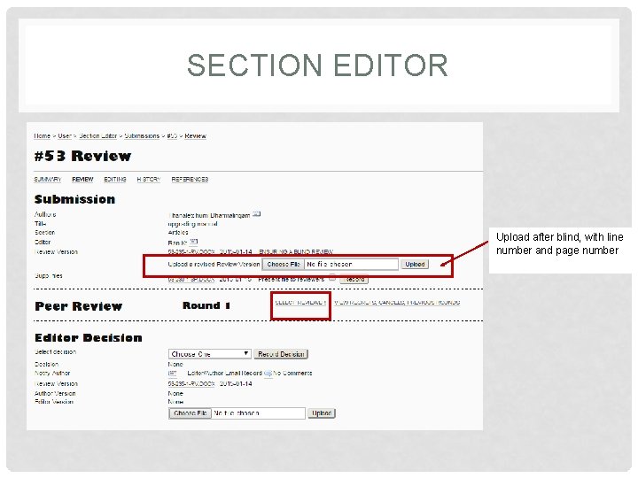 SECTION EDITOR Upload after blind, with line number and page number 