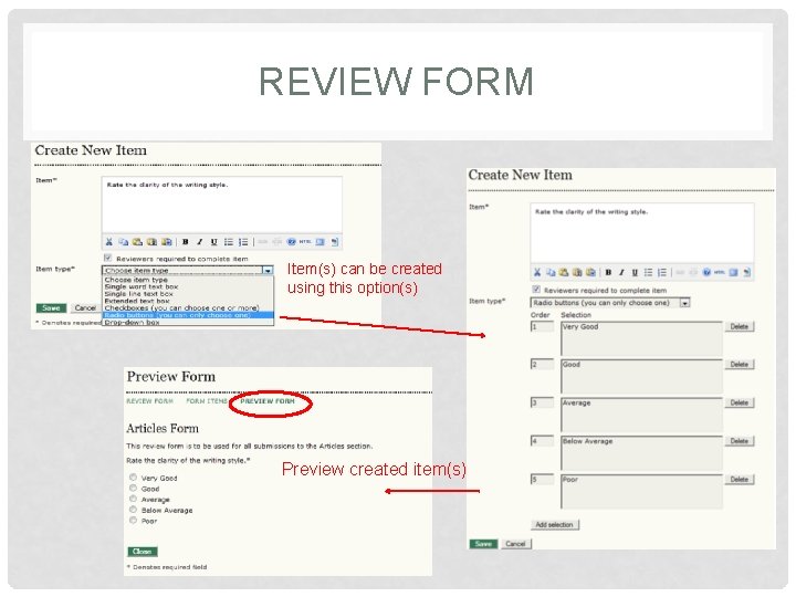 REVIEW FORM Item(s) can be created using this option(s) Preview created item(s) 